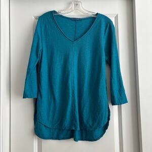 Cut Loose Women’s 100% Linen Blend Blue Blouse Top Lagenlook Sz S Sustainable